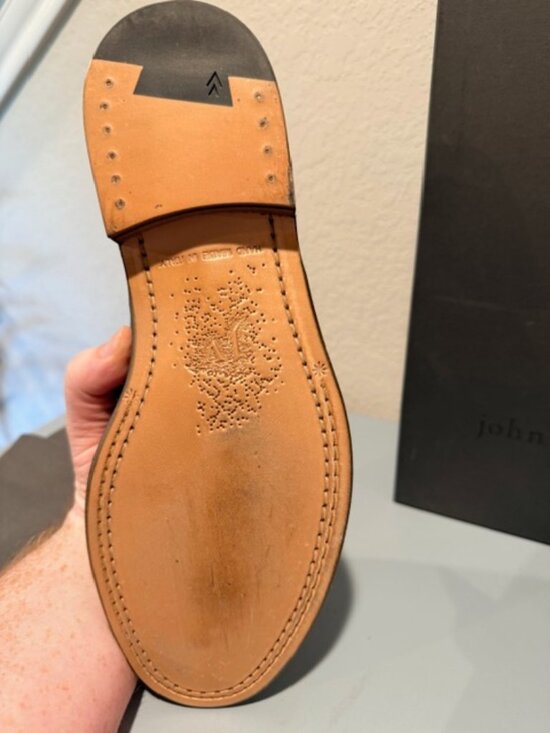 John Varvatos Hawthorne Chain Loafer Men’s 8.5 Brown Italian Leather Slip On Sho